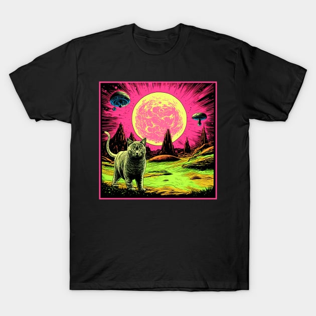 Space Cat T-Shirt by OscarVanHendrix